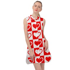 Background-card-checker-chequered Sleeveless Shirt Dress