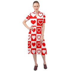 Background-card-checker-chequered Keyhole Neckline Chiffon Dress