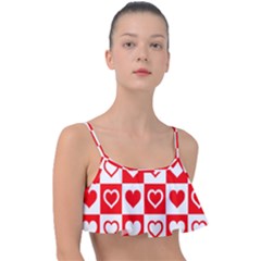 Background-card-checker-chequered Frill Bikini Top