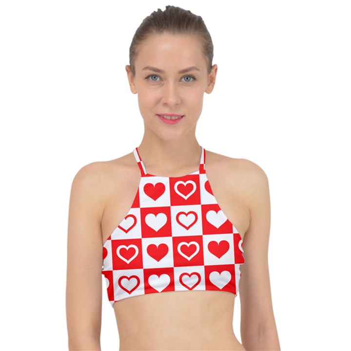 Background-card-checker-chequered Racer Front Bikini Top