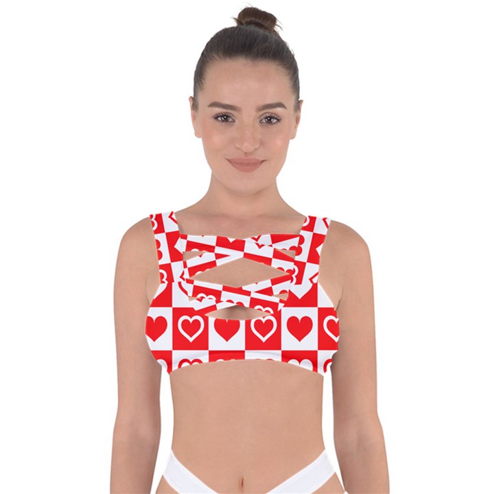 Background-card-checker-chequered Bandaged Up Bikini Top