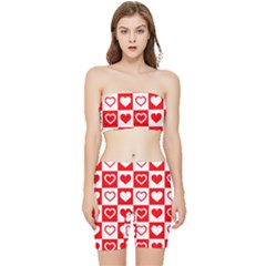 Background-card-checker-chequered Stretch Shorts And Tube Top Set