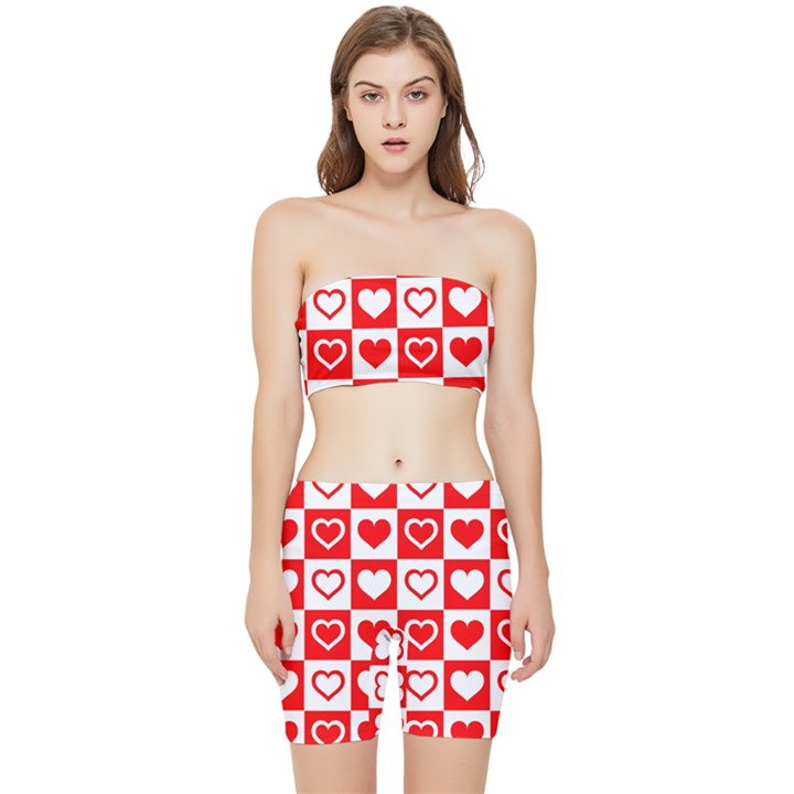 Background-card-checker-chequered Stretch Shorts and Tube Top Set