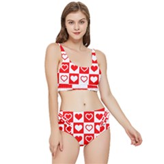 Background-card-checker-chequered Frilly Bikini Set