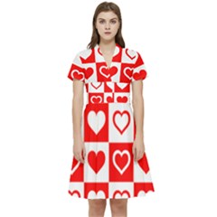 Background-card-checker-chequered Short Sleeve Waist Detail Dress