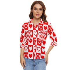 Background-card-checker-chequered Women s Quarter Sleeve Pocket Shirt