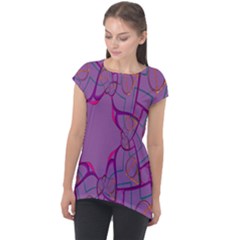 Abstract-1 Cap Sleeve High Low Top by nateshop