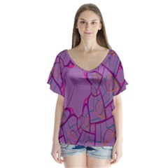 Abstract-1 V-neck Flutter Sleeve Top by nateshop