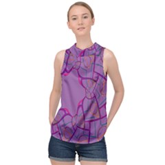 Abstract-1 High Neck Satin Top by nateshop