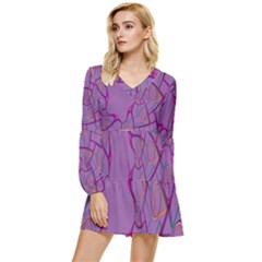 Abstract-1 Tiered Long Sleeve Mini Dress by nateshop