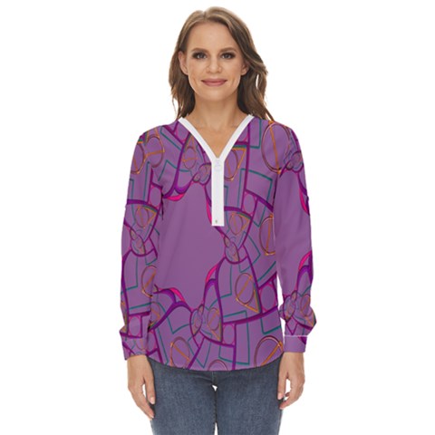 Abstract-1 Zip Up Long Sleeve Blouse by nateshop