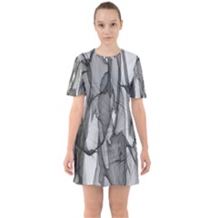 Abstract-black White (1) Sixties Short Sleeve Mini Dress by nateshop