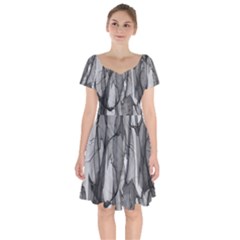 Abstract-black White (1) Short Sleeve Bardot Dress by nateshop