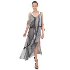 Abstract-black White (1) Maxi Chiffon Cover Up Dress by nateshop