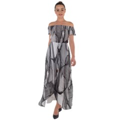 Abstract-black White (1) Off Shoulder Open Front Chiffon Dress by nateshop