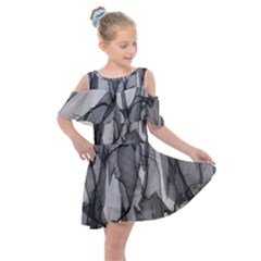 Abstract-black White (1) Kids  Shoulder Cutout Chiffon Dress by nateshop