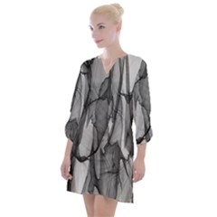 Abstract-black White (1) Open Neck Shift Dress by nateshop