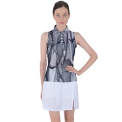 Abstract-black White (1) Women s Sleeveless Polo Tee