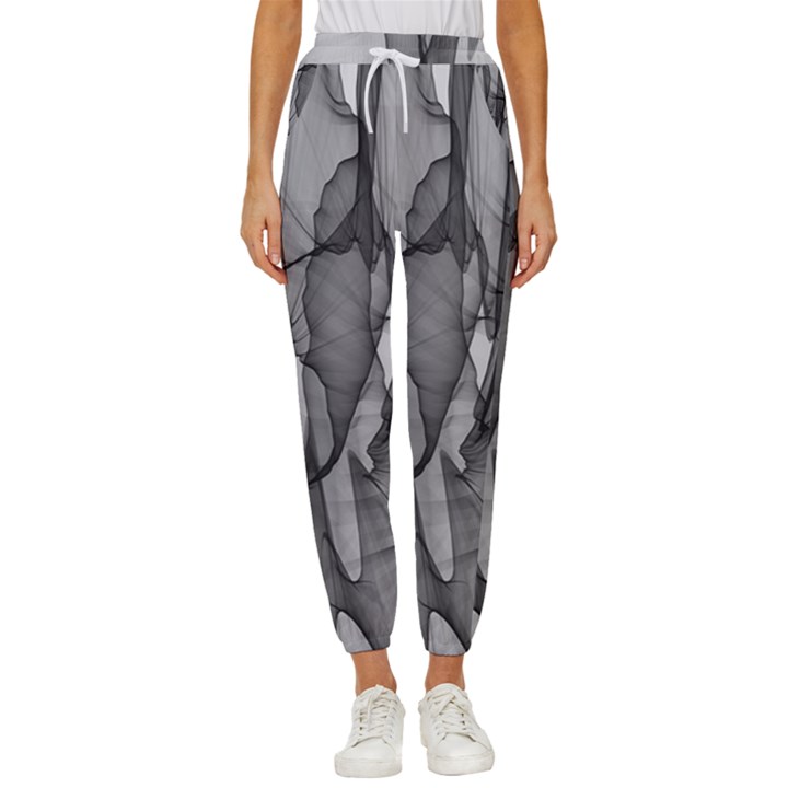 Abstract-black White (1) Cropped Drawstring Pants