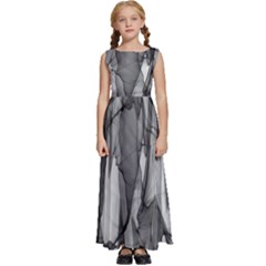 Abstract-black White (1) Kids  Satin Sleeveless Maxi Dress by nateshop