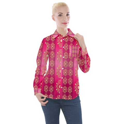 Background-15 Women s Long Sleeve Pocket Shirt by nateshop