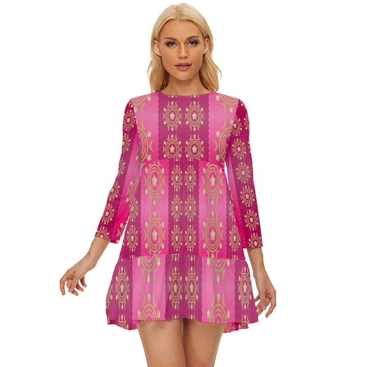 Background-15 Long Sleeve Babydoll Dress