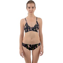 Background-roses Wrap Around Bikini Set by nateshop