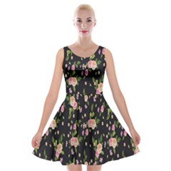 Background-roses Velvet Skater Dress by nateshop