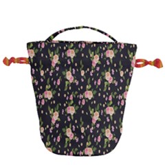 Background-roses Drawstring Bucket Bag by nateshop