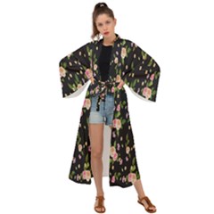 Background-roses Maxi Kimono by nateshop