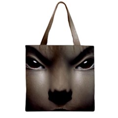 Close Up Portrait Asian Woman Close Up Portrait Asian Woman Zipper Grocery Tote Bag by dflcprintsclothing