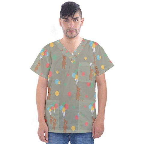 Bear 1 Men s V-neck Scrub Top by nateshop