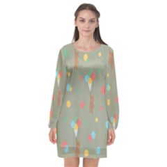 Bear 1 Long Sleeve Chiffon Shift Dress  by nateshop