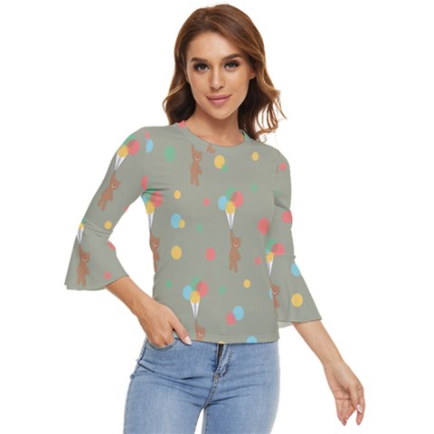 Bear 1 Bell Sleeve Top by nateshop