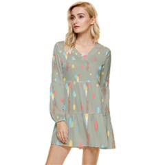 Bear 1 Tiered Long Sleeve Mini Dress by nateshop