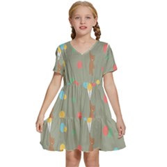 Bear 1 Kids  Short Sleeve Tiered Mini Dress by nateshop