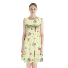 Bear 2 Sleeveless Waist Tie Chiffon Dress by nateshop