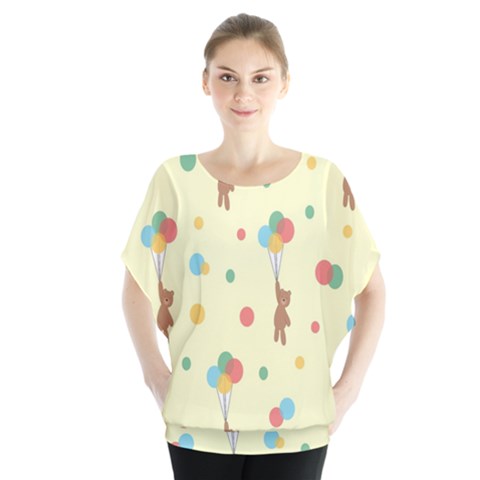 Bear 2 Batwing Chiffon Blouse by nateshop