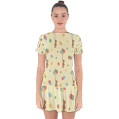 Bear 2 Drop Hem Mini Chiffon Dress by nateshop