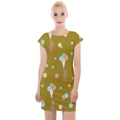 Bear 3 Cap Sleeve Bodycon Dress by nateshop