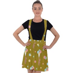 Bear 3 Velvet Suspender Skater Skirt by nateshop