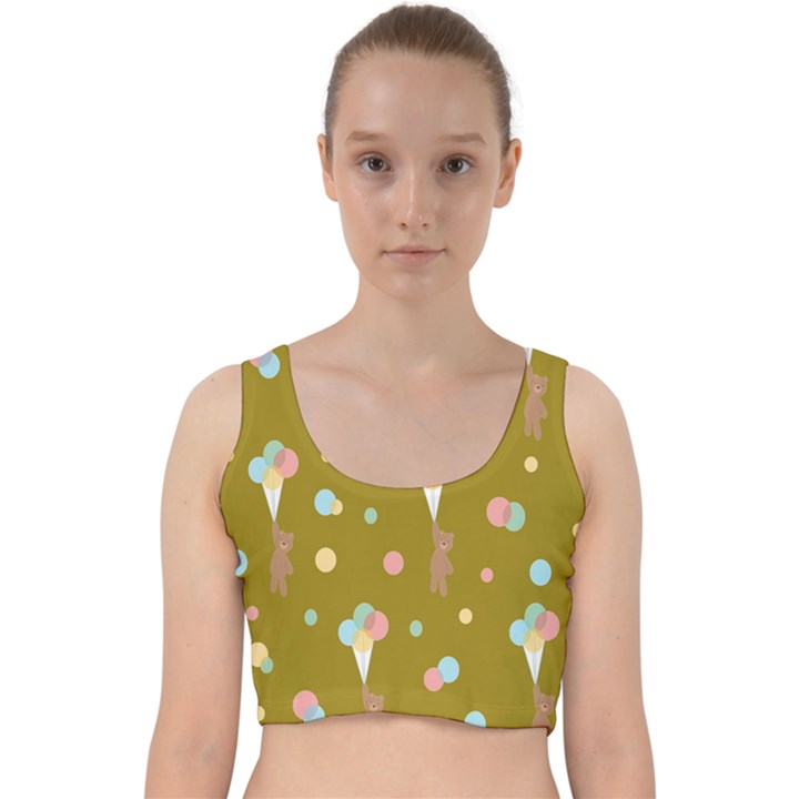 Bear 3 Velvet Racer Back Crop Top