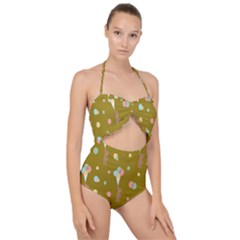 Bear 3 Scallop Top Cut Out Swimsuit by nateshop