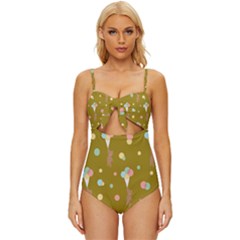 Bear 3 Knot Front One-piece Swimsuit by nateshop