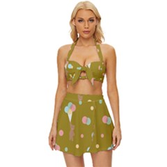 Bear 3 Vintage Style Bikini Top And Skirt Set  by nateshop