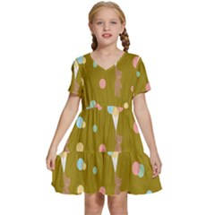 Bear 3 Kids  Short Sleeve Tiered Mini Dress by nateshop