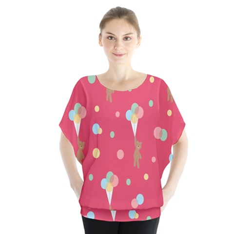 Bear 4 Batwing Chiffon Blouse by nateshop