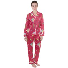 Bear 4 Satin Long Sleeve Pajamas Set by nateshop