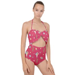 Bear 4 Scallop Top Cut Out Swimsuit by nateshop