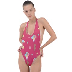 Bear 4 Backless Halter One Piece Swimsuit by nateshop